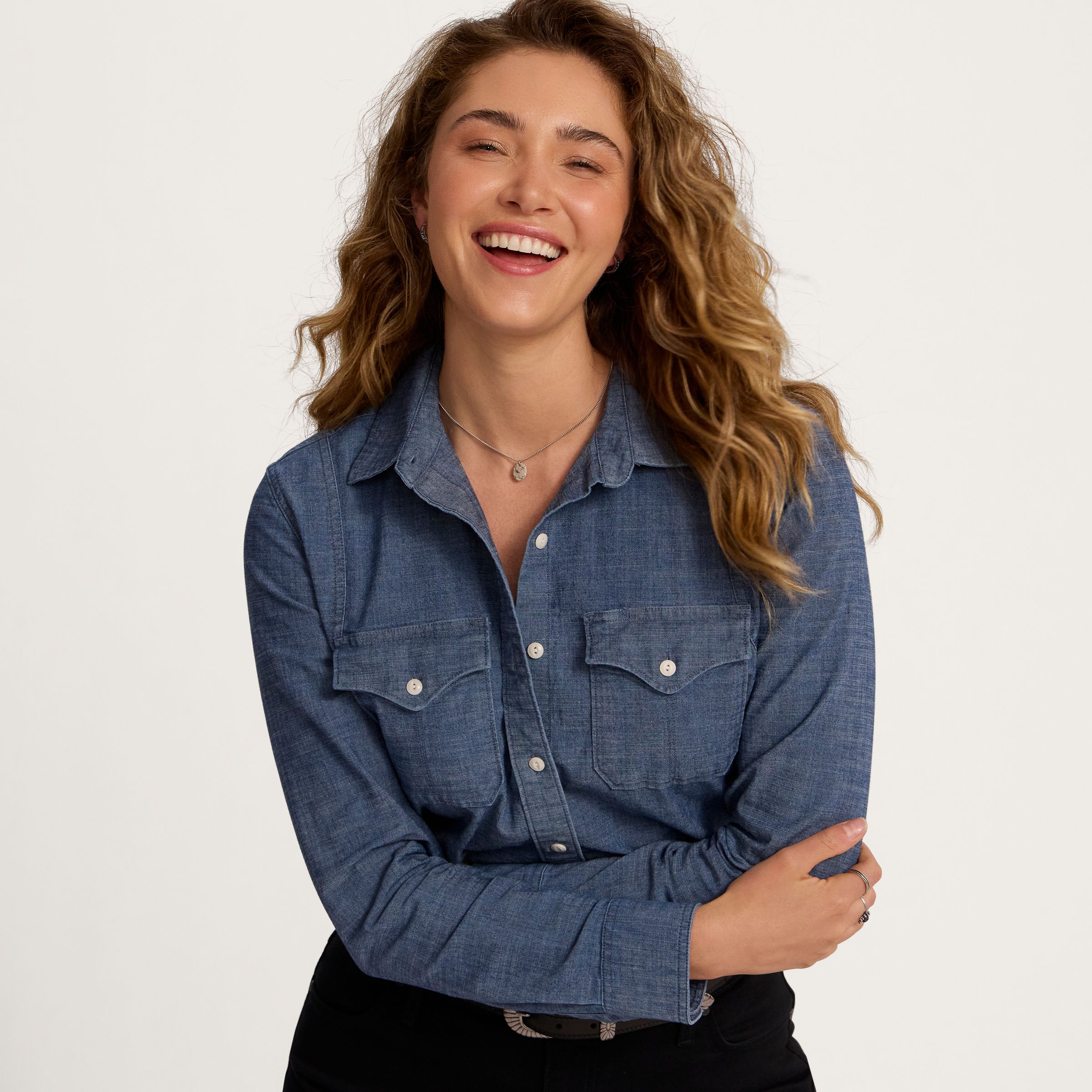 Dr Denim shirt with long sleeves in navy check | ASOS