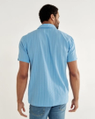 Closeup detail view of Men's Dobby Camp Short Sleeve Shirt - Light Blue