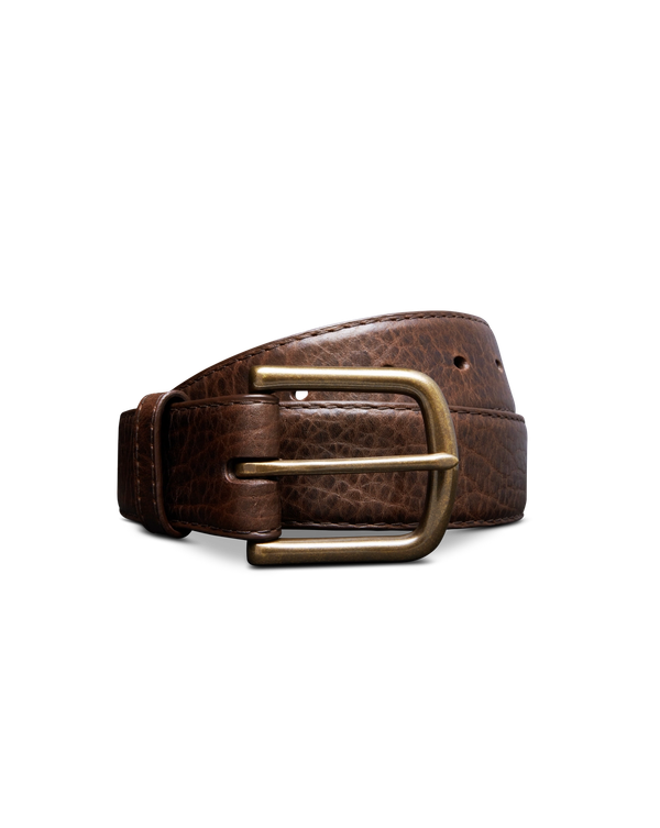 Front view of Men's Bison Belt II - Hickory on plain background