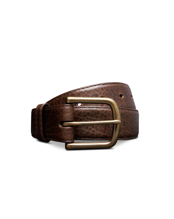 Front view of Men's Bison Belt II - Hickory on plain background