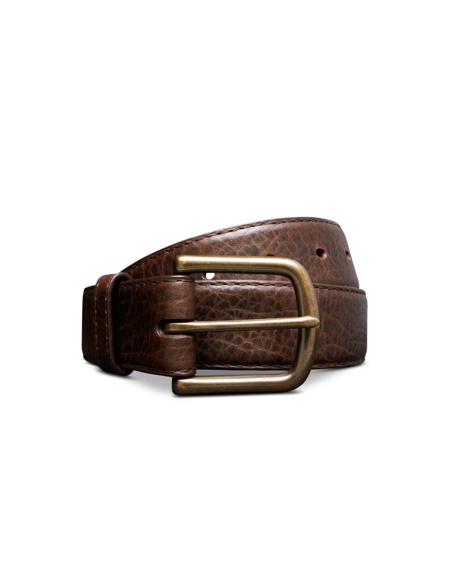 Front view of Men's Bison Belt II - Hickory on plain background
