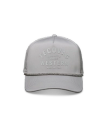 Front view of Quality Made Performance Trucker Hat - Gray on plain background