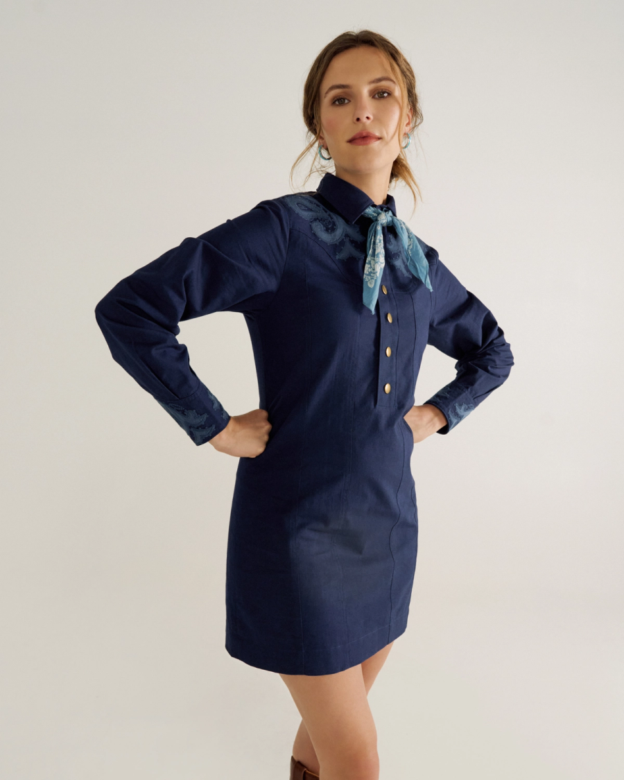 Women's Long Sleeve Applique Mini Dress | Tecovas Women's Long Sleeve Applique Mini Dress | Tecovas