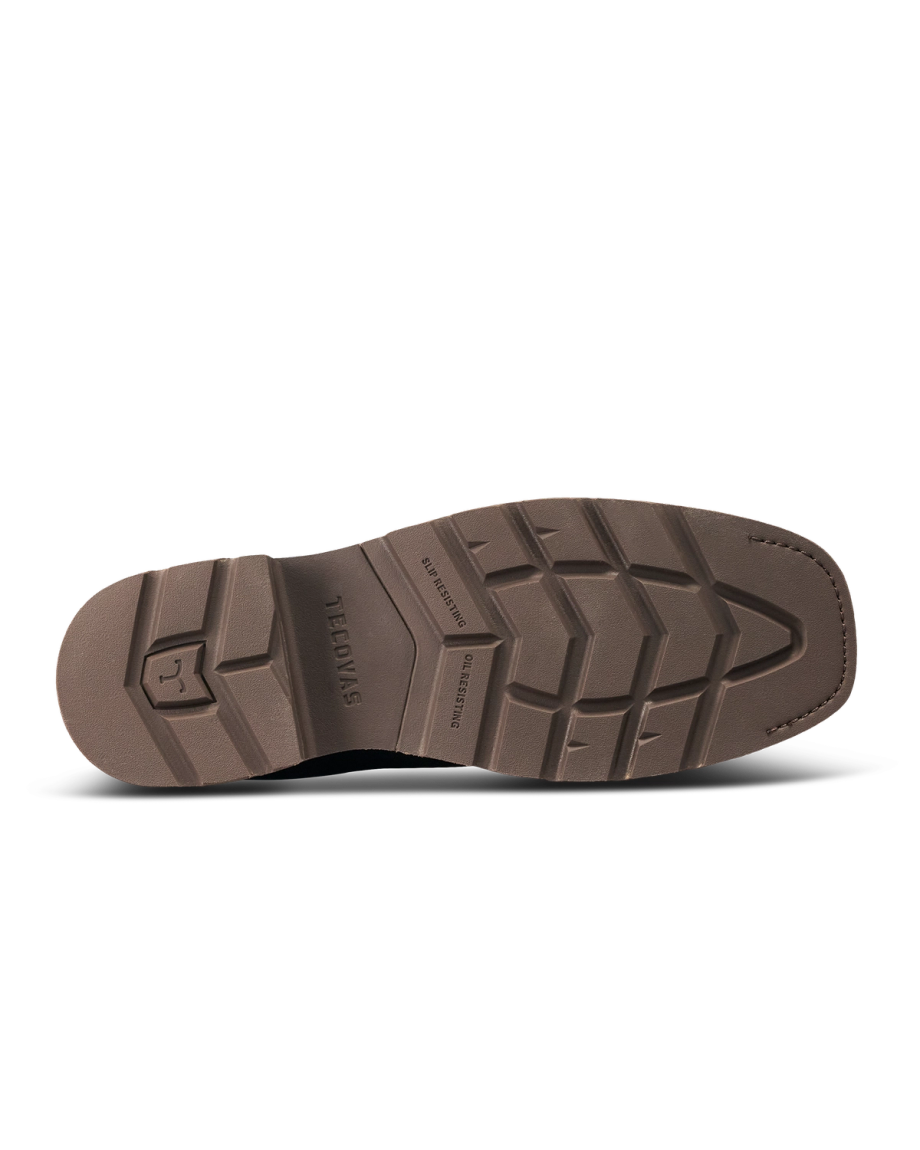Toe view of LongHaul Waterproof Square Composite Toe Work Boot - Umber Cowhide on plain background