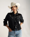 Front view of Women's Dolly Jacket - Black on model