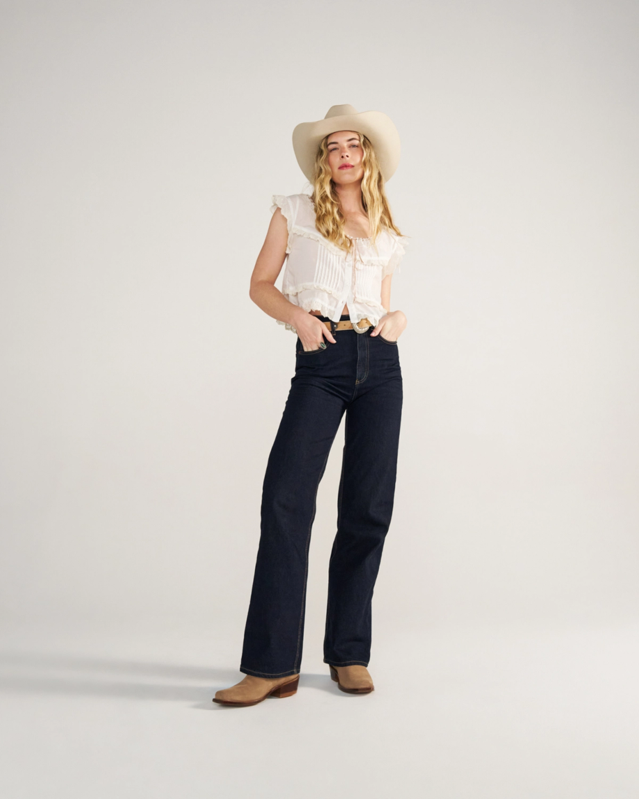 Full view of The Cheyenne - Desert Tan Suede on model