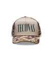 Front view of Badge Camo 5-Panel High Pro Trucker - Green Camo on plain background