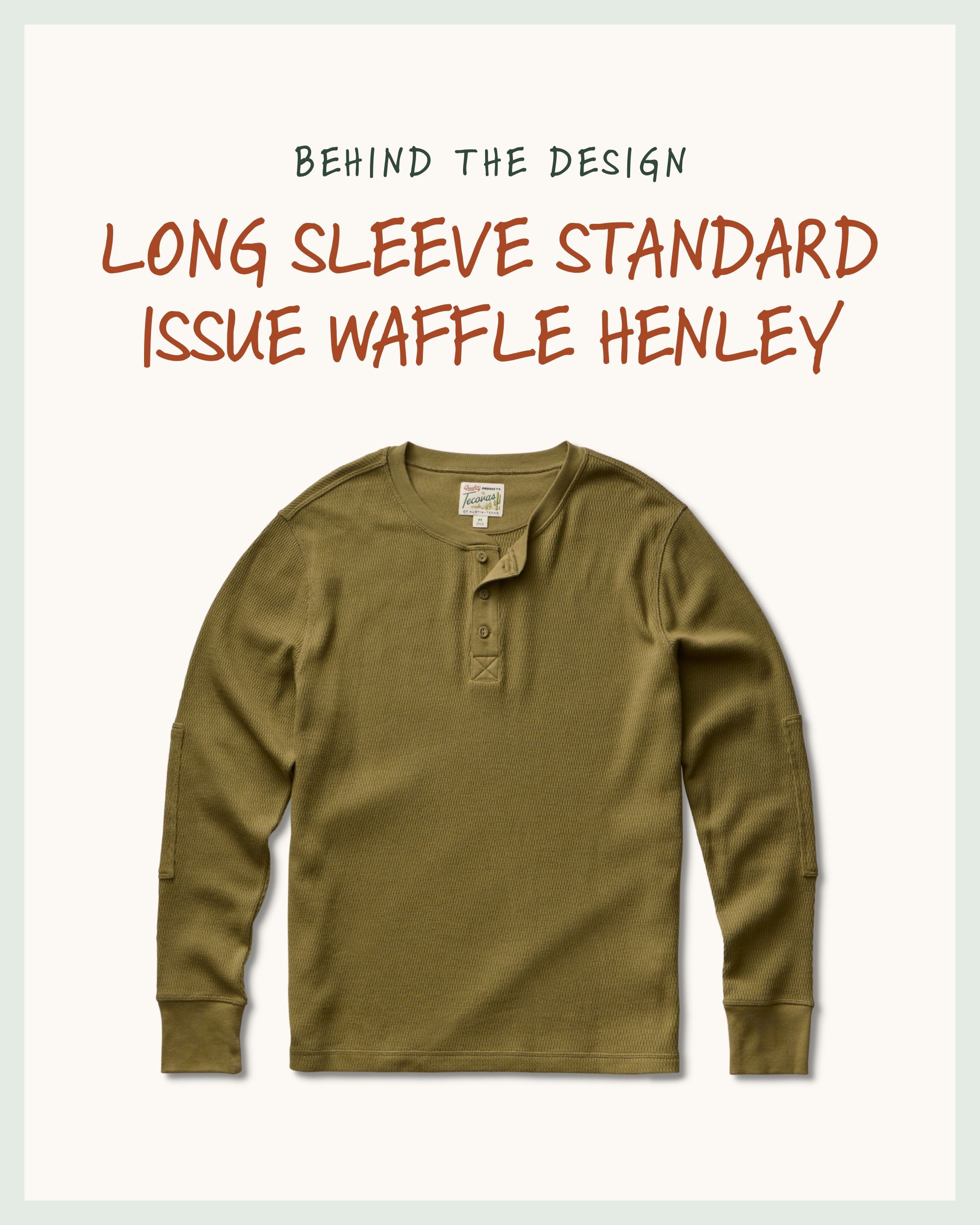 Men's Long Sleeve Standard Issue Waffle Henley - Cactus | Tecovas