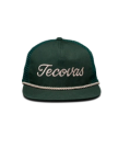 Front view of Tecovas Flat Brim Trucker - Dark Green on plain background