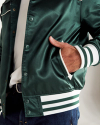 Closeup view of Men's Varsity Jacket - Green