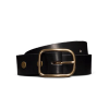 Front view of Harness Leather Belt - Midnight on plain background