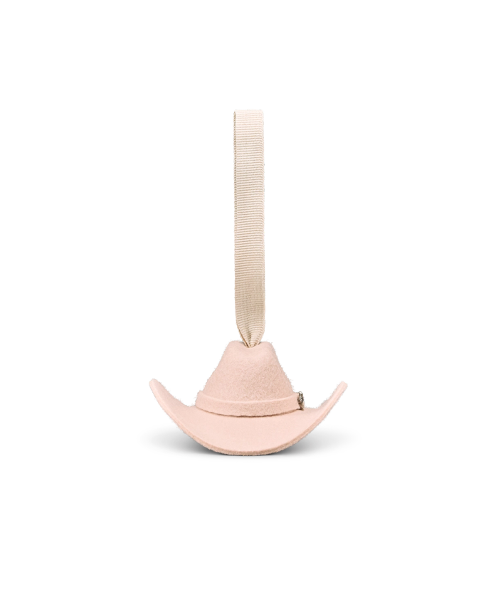 Front view of Cattleman Hat Ornament - Blush on plain background