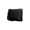 Quarterfront view of Leather Wristlet Pouch Midnight Bovine / OS - Midnight on plain background