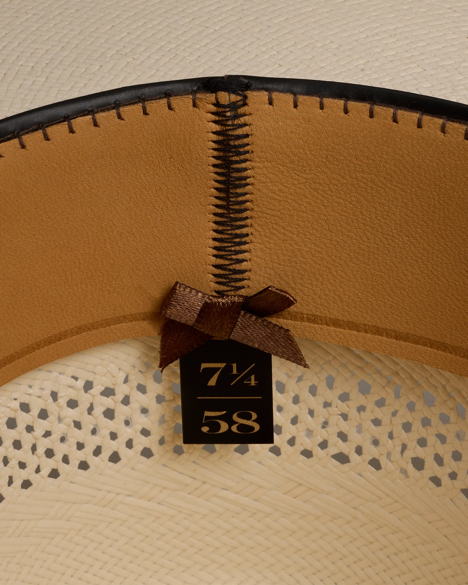 Closeup detail view of Cattleman Straw Cowboy Hat - Natural