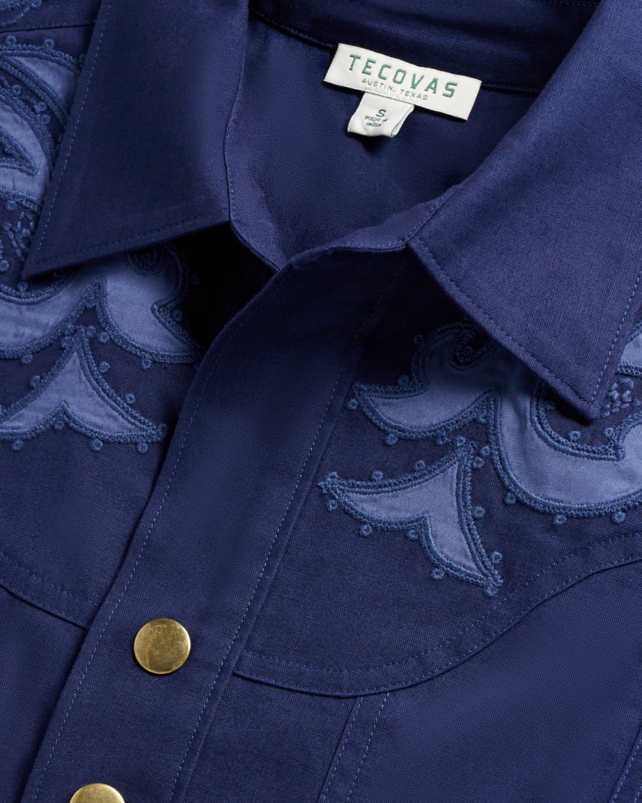 Closeup detail view of Women's L/S Applique Mini Dress - Twilight