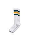 Quarterfront view of Mid Calf Performance Sock - White / Multi on plain background