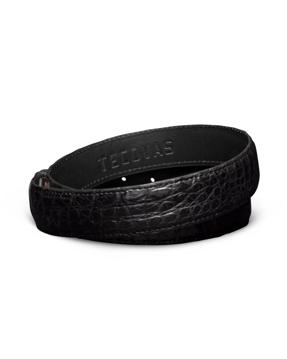 Back view of Men's Caiman Belt II - Midnight on plain background
