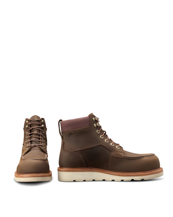 Pair view of LongHaul Waterproof Moc Composite Toe Work Boot - Espresso on plain background