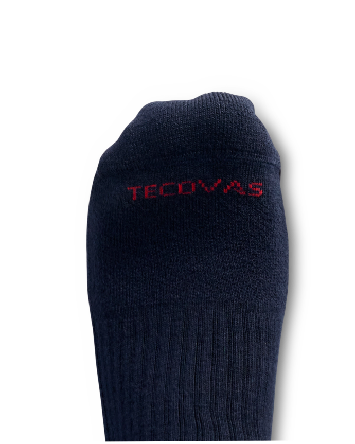 Toe view of Mid-Calf Performance Socks (2-Pack) - Navy / Red on plain background