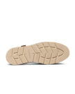 The Knox in Wheat Cowhide. The image shows the beige rubber sole of The Knox Cowhide shoe with the brand "Tecovas" and size marking engraved, featuring a patterned tread for grip.