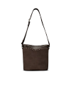 Front view of Shoulder Bucket Bag - Chocolate on plain background