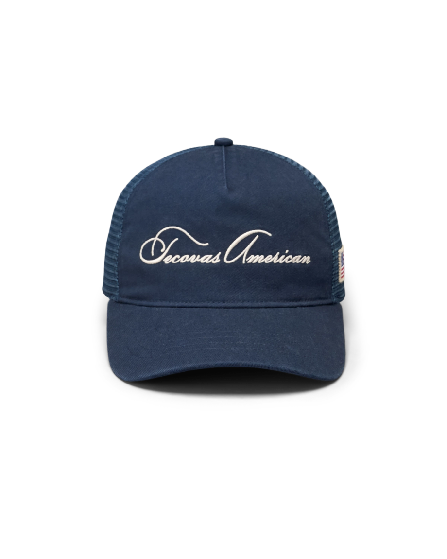 Front view of Tecovas American Trucker - Washed Navy on plain background