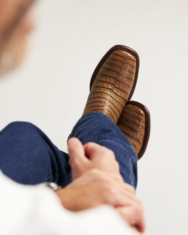 View of The William - Toffee/Navy Caiman