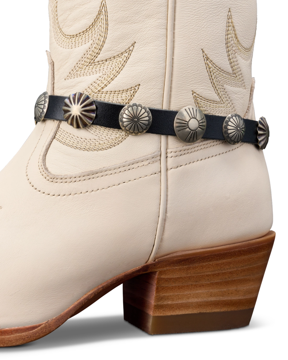 Closeup view of Boot Bracelet - Black / Silver