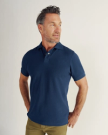 Closeup detail view of Men's Polo Pearl Snap SS - Navy