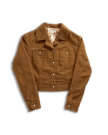 Closeup detail view of Women's Moleskin Pearl Snap Jacket - Camel