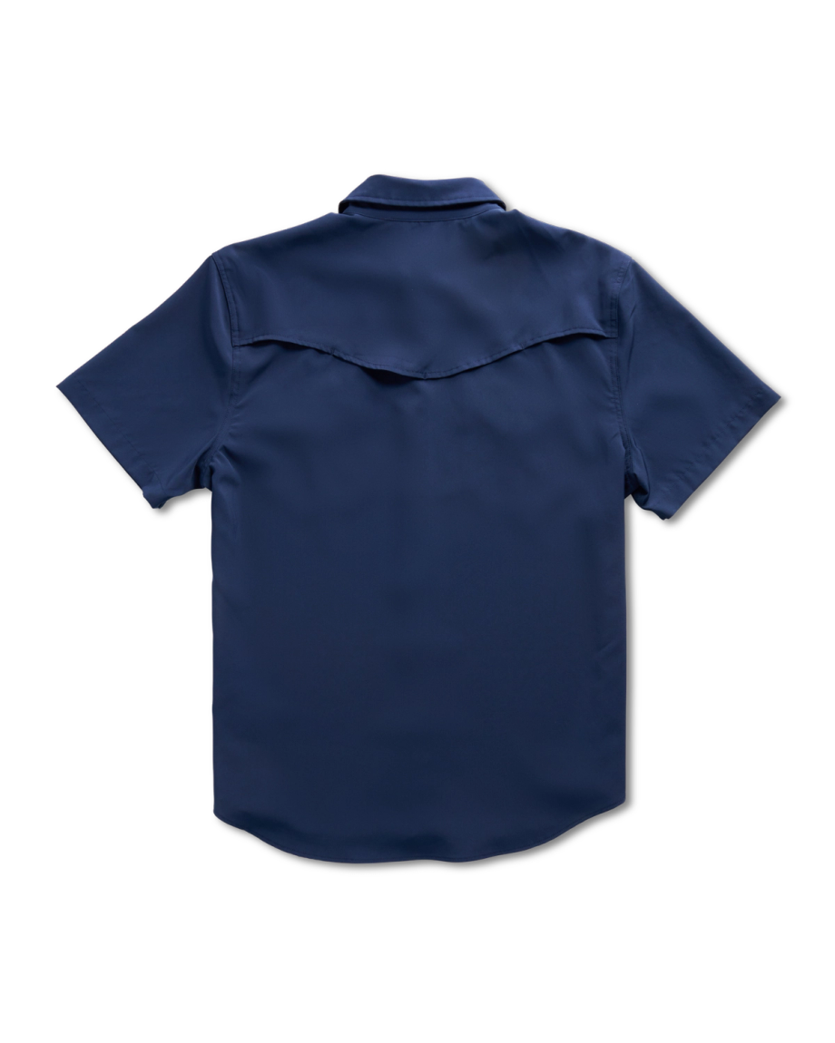 Closeup detail view of Men's Performance Western Pearl Snap SS - Navy