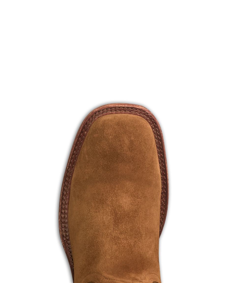 Toe view of The Doc Horizon - Sienna Suede on plain background