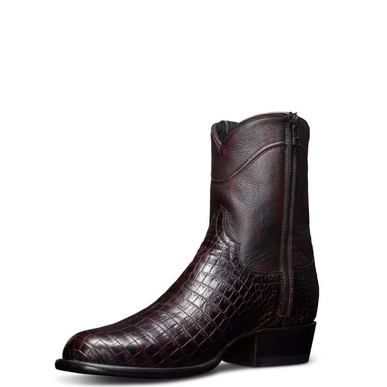 Nile Crocodile Zip Western Boots The Rhett Black Cherry Tecovas