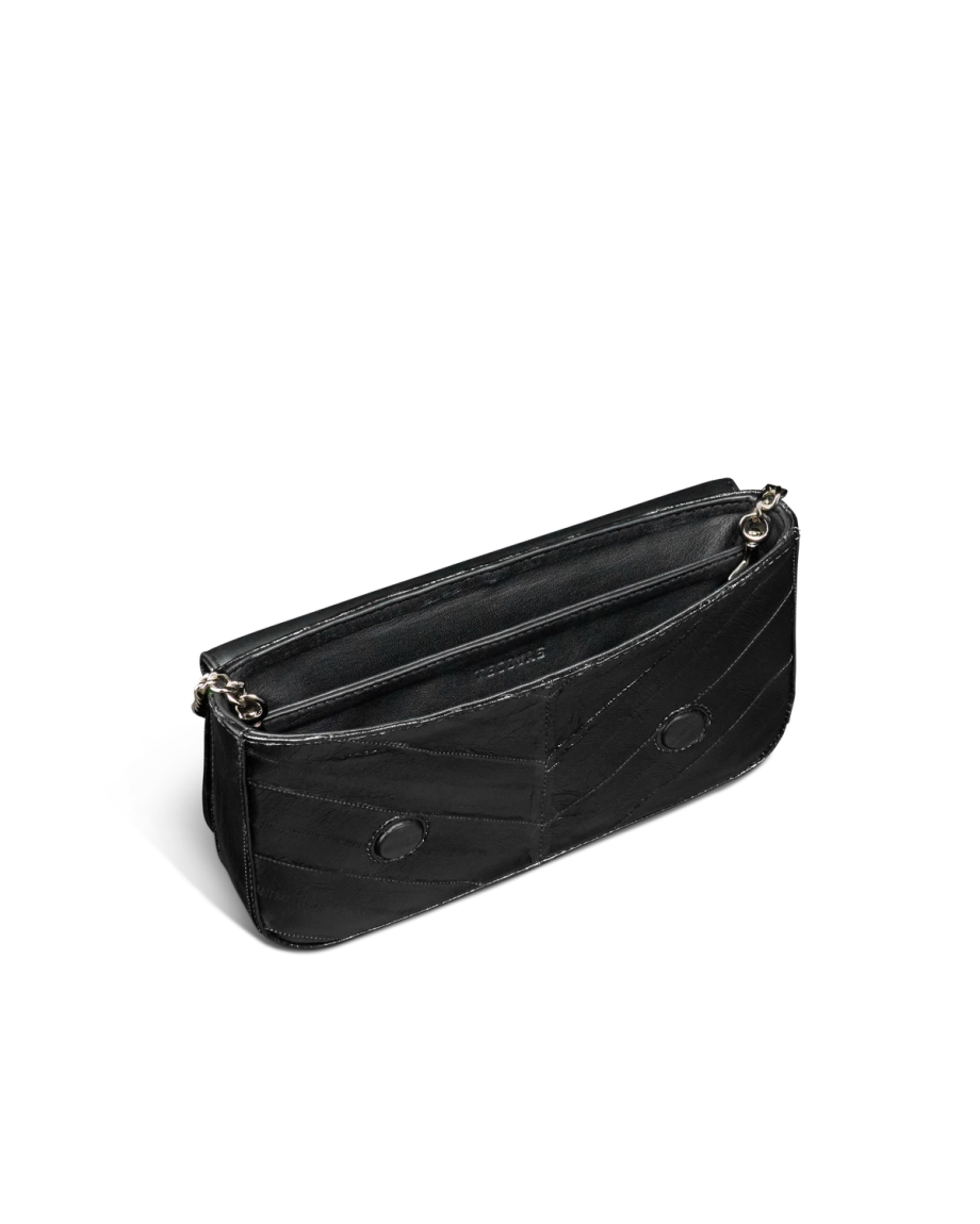 Front view of Eel Concho Clutch - Midnight on plain background