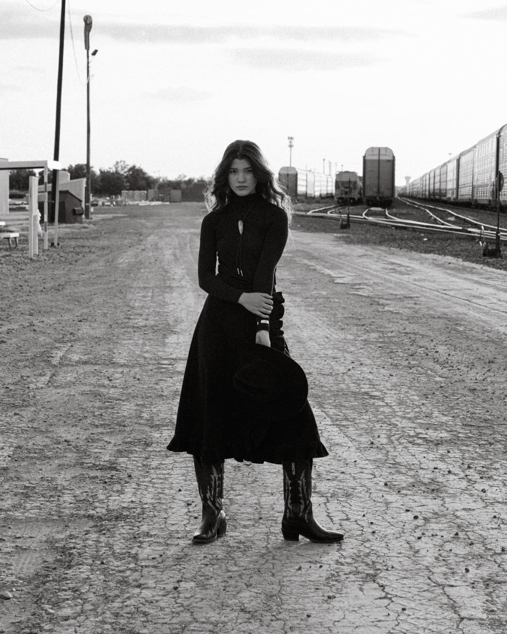 View of Women's Rodeo Maxi Denim Skirt - Black