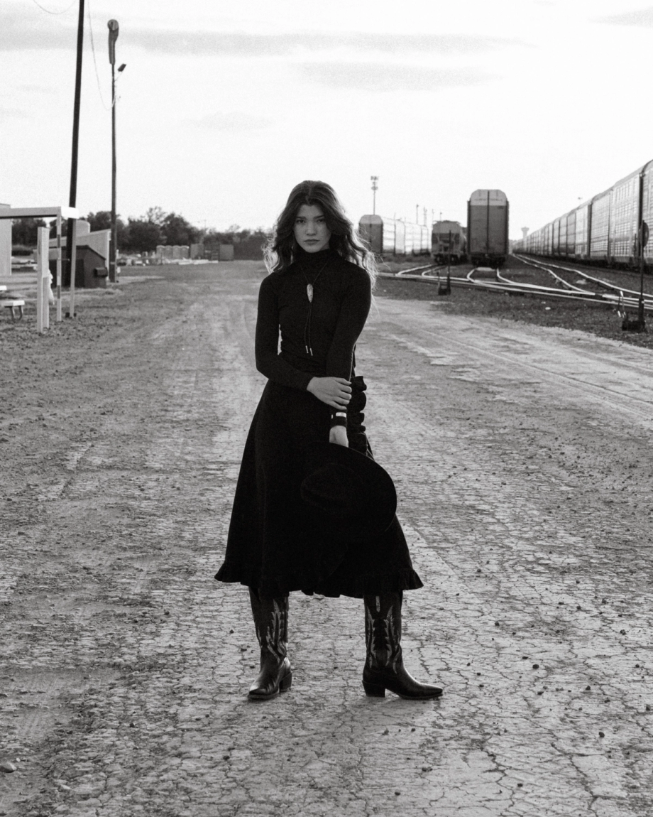 View of Women's Rodeo Maxi Denim Skirt - Black