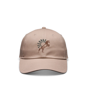 Front view of Rearin' To Go 6-Panel Dad Hat - Tan on plain background