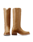 Pair view of The Charlie Wide Calf - Camel Cowhide on plain background