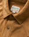 Closeup detail view of Men's Goat Suede Sawtooth Overshirt - Tan