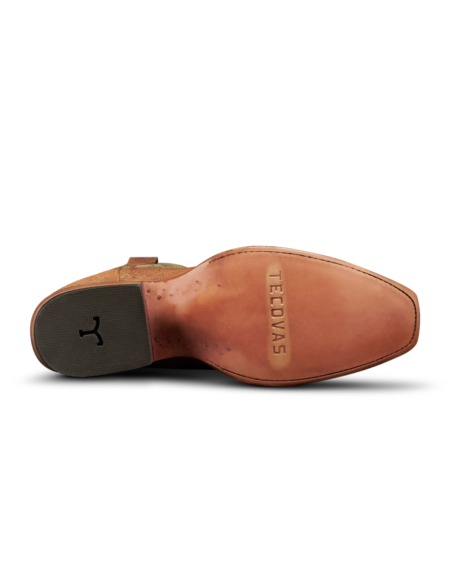 Sole view of The Warren - Tumbleweed / Light Sage Calfskin on plain background