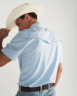 Closeup detail view of Men's Performance Western Pearl Snap SS - Sky