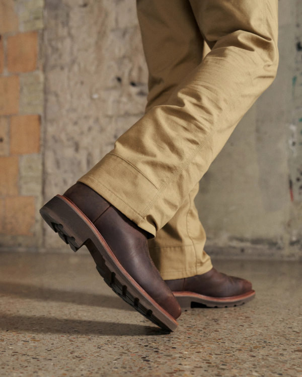 Toe view of LongHaul Waterproof Square Composite Toe Work Boot - Rust Cowhide on plain background