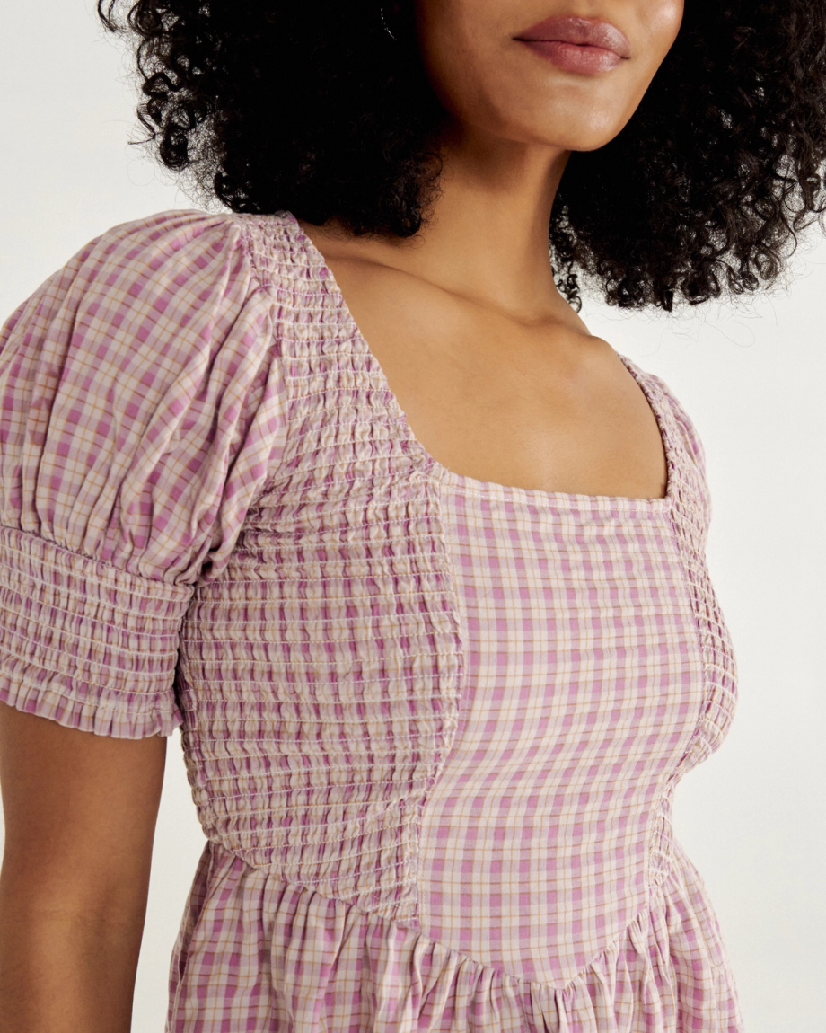 Front view of Women's Mini Dress - Purple on model