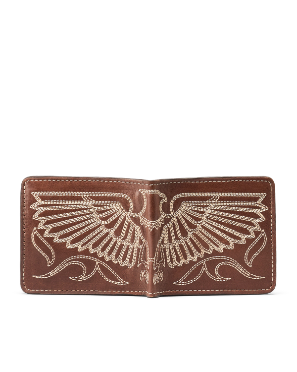 Back view of Eagle Billfold - Brown on plain background