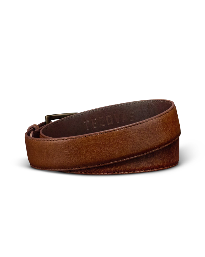 Back view of Men's Deer Belt - Roasted Chestnut on plain background