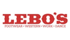 Lebo's logo in red text on black background with the words 'Footwear', 'Western', 'Work', 'Dance' underneath.
