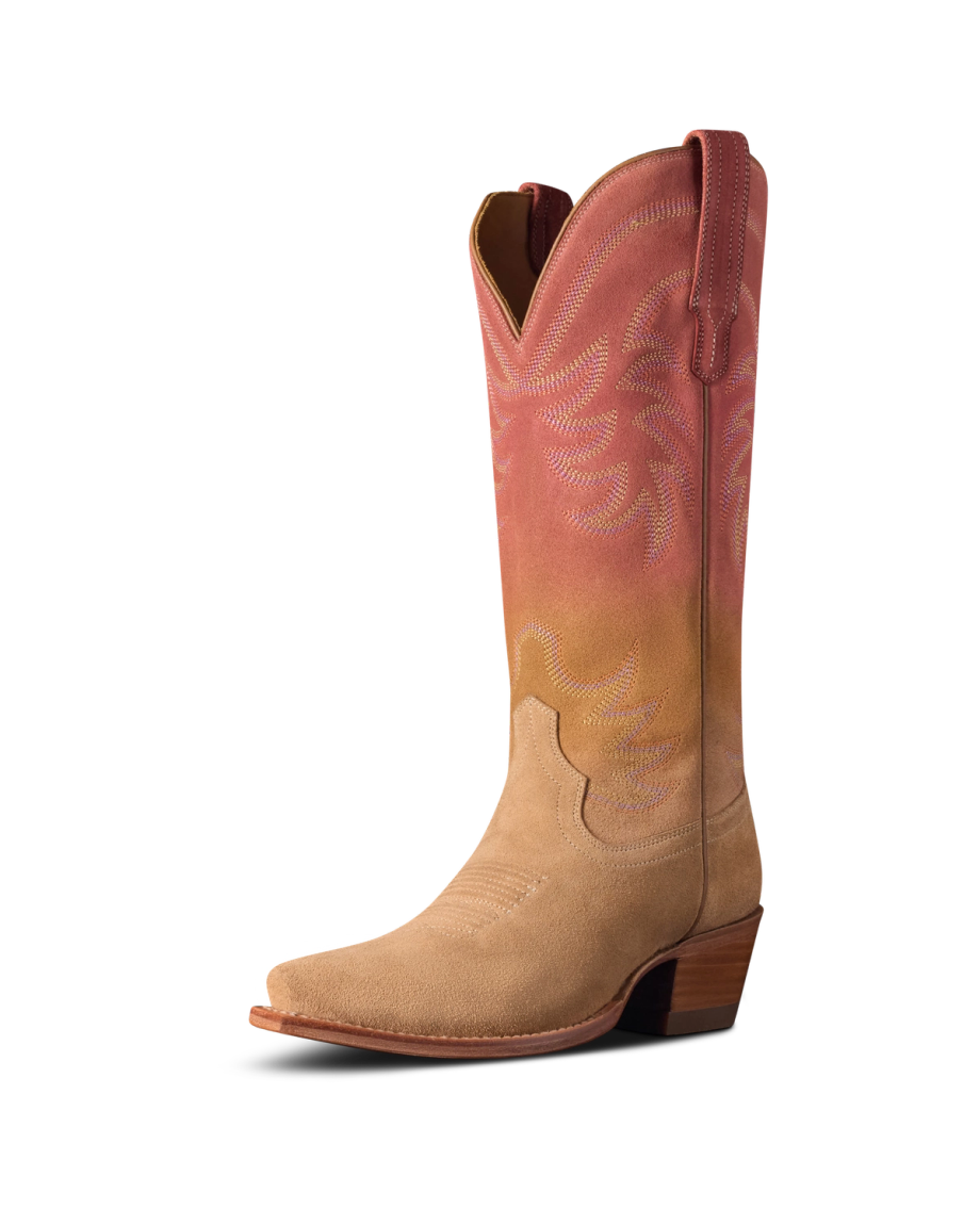 Quarterfront view of The Annie - Ombre Suede on plain background