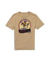 Front view of Men's Western Wears Bronco Tee - Khaki/Red on plain background
