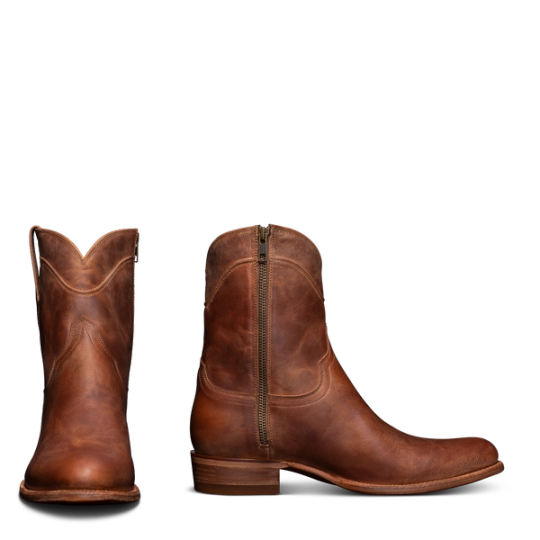 The Dean Zip Boot - Black ostrich full quill | Tecovas display picture 1