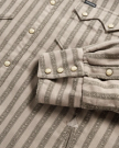 Closeup detail view of Men's Sawtooth Pearl Snap Shacket - Gray / Black